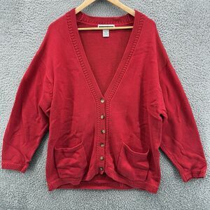 JENNIFER MOORE Red Button Up SUPER SOFT Cardigan Sweater RIBBED Women's‎ Size XL